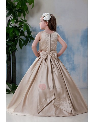 Excellent Scoop Knee-length Pleats Flower Girl Dress