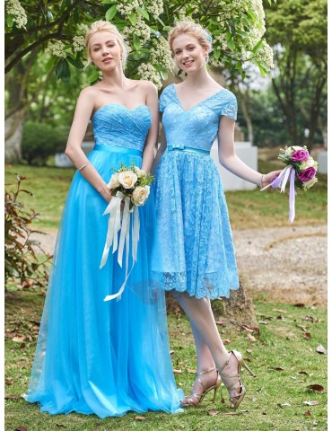 Fancy A-Line Sweetheart Lace Bridesmaid Dress