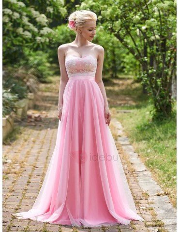 Beautiful Sweetheart Lace Top Long Bridesmaid Dress