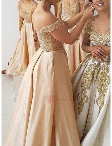 Beading Off-The-Shoulder A-Line Wedding Party Dress 2019