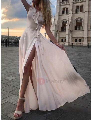 A-Line V-Neck Ruffles Sashes Bridesmaid Dress 2019