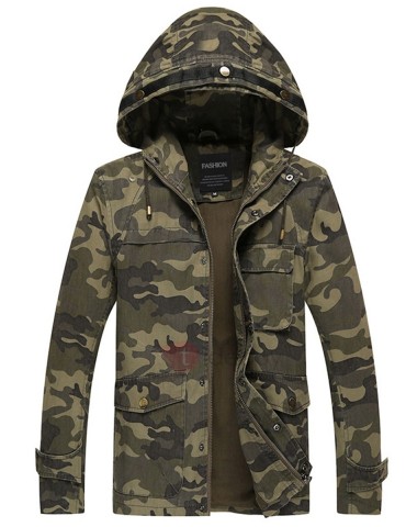 Camouflage Hooded Zipper Men's Fashion Jacket