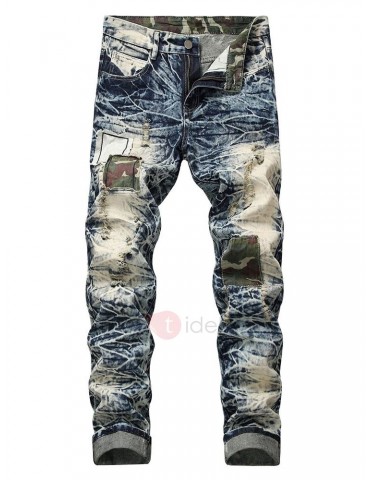 Hole Worn Men's Ripped Jeans