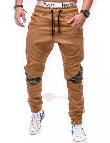 Camouflage Patchwork Lace-Up Men's Casual Pants