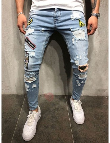 Hole Worn Fashion Men's Ripped Jeans