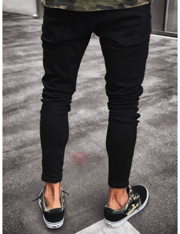 Hole Worn Black Men's Skinny Jeans