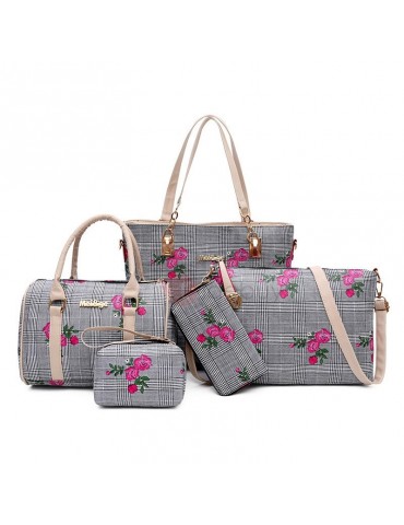 China Floral Plaid Women Bag Set