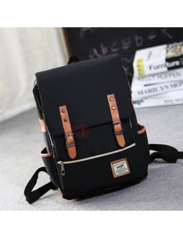 Casual Color Block Canvas Unisex Backpack