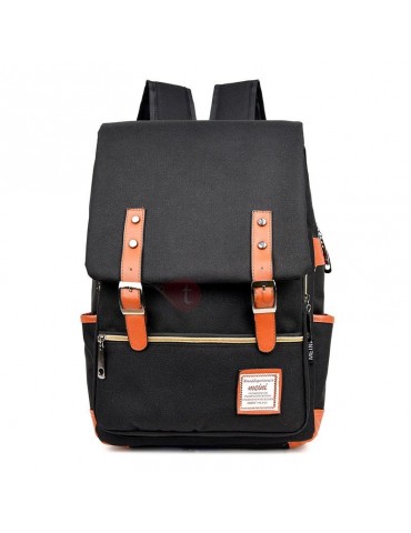 Casual Belt-Decorated Design Canvas Backpack
