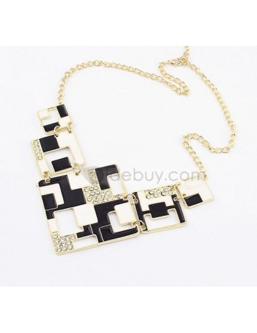 Chic Black and White Blocks Alloy With Rhinestone Lady's Fashion Necklaces