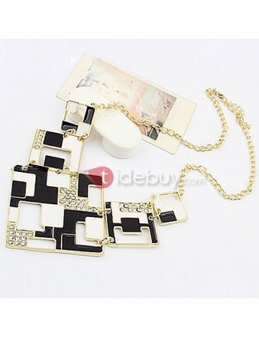 Chic Black and White Blocks Alloy With Rhinestone Lady's Fashion Necklaces