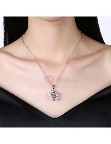 Christmas Zircon Inlaid Rose Gold Bronze Link Chain Necklace