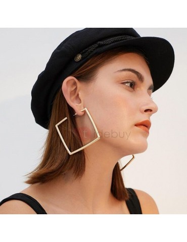 Concise Hollow Geometric Shape Alloy Stud Earrings