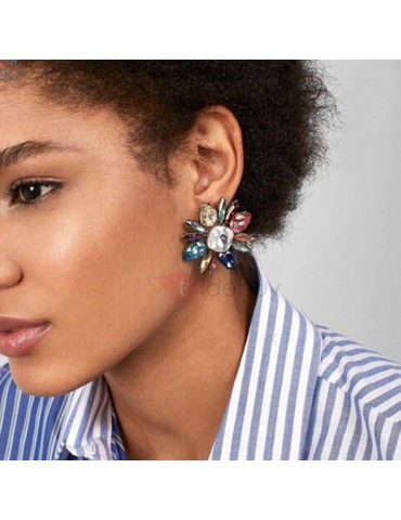 Colorful Flower Luxury Gem Statement Earrings